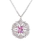 Collar Fiora Luckyly Plata .925 Con Zirconia C&uacute;bica Cadena Y Dije Floral Brillante