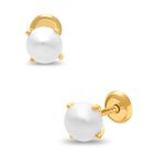 Broqueles De Oro Amarillo 14k Con Perla (5 Mm)