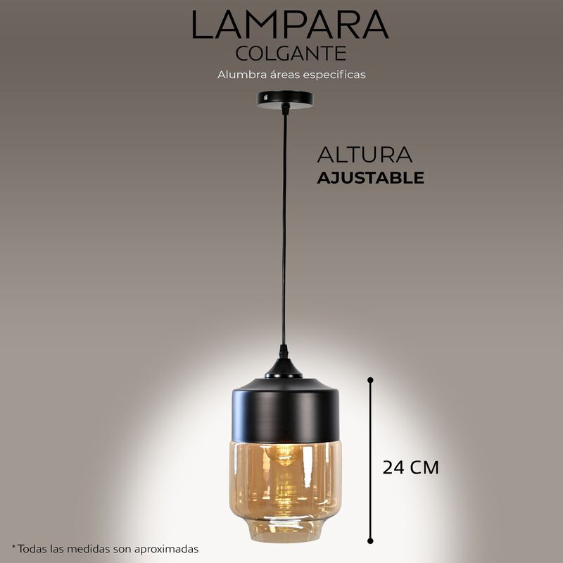 Lámpara Colgante Redonda Con Cristal Negro Y Am... image number null