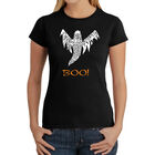 Camiseta Word Art Para Mujer - Fantasma de Halloween- Negro