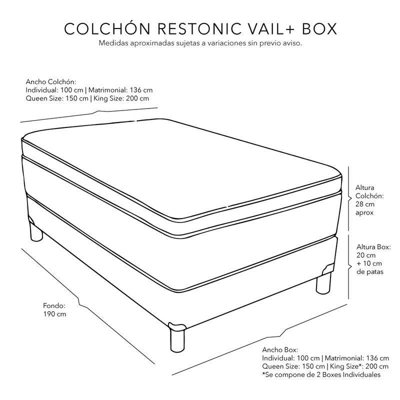 Colchón Queen Size Restonic Vail+Almohada Dicas... image number null