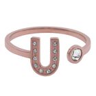 Anillo Mujer Inicial Oro Rosa 18k Zirconias, Regalos Luckyly