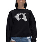 Sudadera De Cuello Redondo Word Art Para Mujer - Ni&ntilde;a y Caballo - Negro