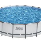 Alberca con estructura redonda 5.49x1.22cm con bomba filtro tapa y escalera gris 1mod