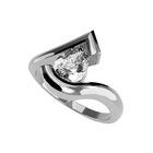 Anillo de Compromiso en Oro Blanco 14K con Circonia -  Talla:5.5/ FJ587-14W-CZ-55