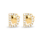 Broqueles De Oro Amarillo (Letra D) 14K Con 7Pts De Diamante