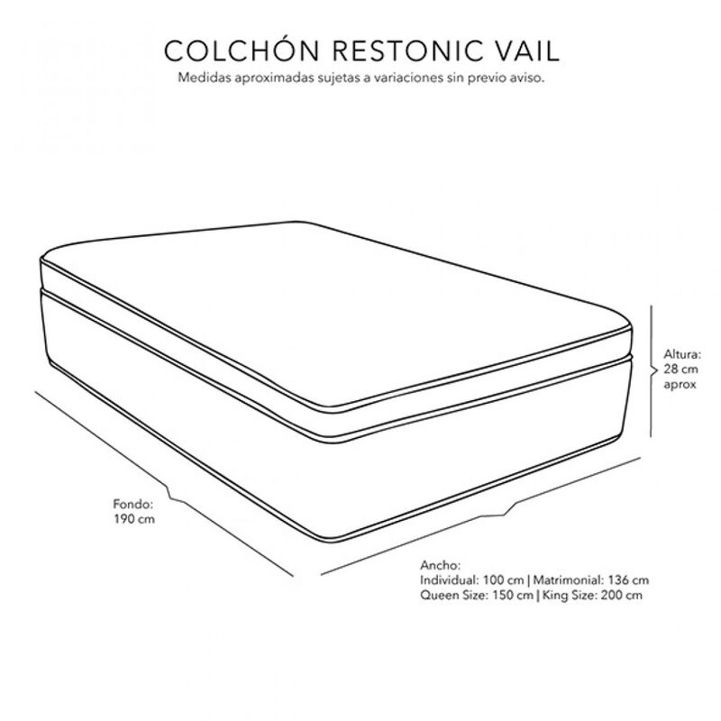 Colchón Queen Size Restonic Vail+Protector Spri... image number null
