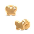 Broqueles De Mariposa En Oro Amarillo 14k Con 1pt De Diamante (1mm Aprox)