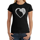 Camiseta Word Art Para Mujer - Coraz&oacute;n de Perro- Negro