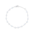 Pulsera De Oro Blanco De 14k Con Perlas Blancas (19.5 Cm)