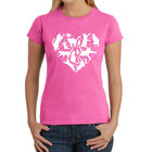Camiseta Word Art Para Mujer - Coraz&oacute;n de Gato- Rosa