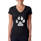Camiseta De Cuello En V Word Art Para Mujer - Dog Mom- Negro