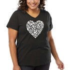Camiseta De Talla Grande Cuello En V Word Art Para Mujer - Coraz&oacute;n de Huellas- Gris