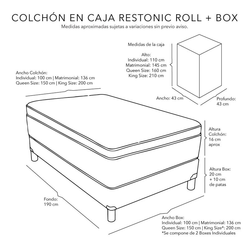 Colchón Individual Restonic Roll+Almohada Dicas... image number null
