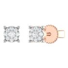 Broqueles De Oro Rosa 14k Con 14pts De Diamante