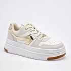 Moramora Tenis urbano para mujer blanco dorado