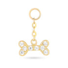 Charm En Forma De Huesito De Oro Amarillo 14k Con Zirconias (1 Pieza)