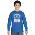 Camiseta De Manga Larga Word Art Para Ni&ntilde;o - Vida Pug - Azul Rey