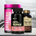 Combo Salud Mujer Multivitaminico Opti Women Optimum-Nutrition + Cal-mag-zinc Windmill + Colágeno hidrolizado Advance