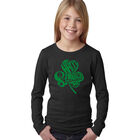 Camiseta De Manga Larga Word Art Para Ni&ntilde;a - Tr&eacute;bol Del D&iacute;a De San Patricio - Negro