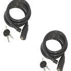 Paquete De 2 Candados Cable Acero De 2 Metros Forro Plastico Color Negro