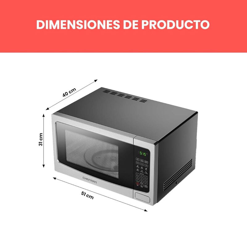 Horno de Microondas Acero Inox Chefman  1.1 Pie... image number null