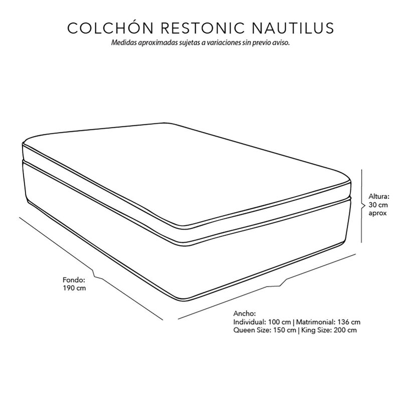 Colchón Matrimonial Restonic Nautilus+Protector... image number null