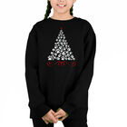 Sudadera De Cuello Redondo Word Art Para Ni&ntilde;a - &Aacute;rbol De Navidad Con Huella - Negro