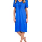 Vestido de Viscosa Corto con Cuello en V y Manga Corta Azul