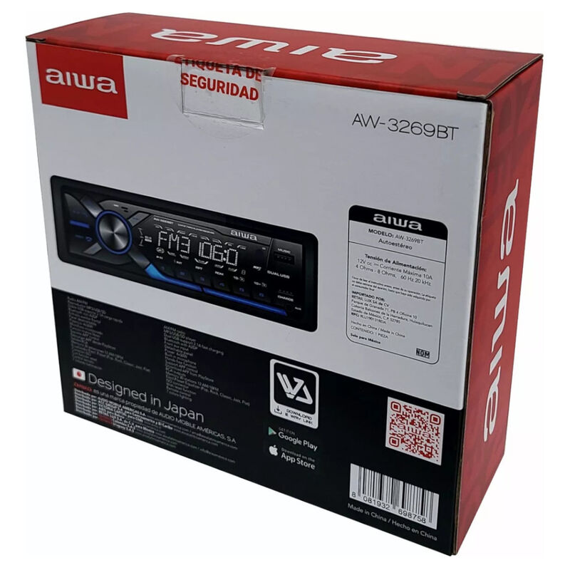 Autoestéreo Aiwa AW-3269BT Bluetooth Mp3 USB AM... image number null
