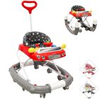 Andadera para Beb&eacute; Mecedora Luz y Sonido Dise&ntilde;o de Carrito Bast&oacute;n Dirigible Alturas Ajustables Plegable Ruedas de Goma - Rojo