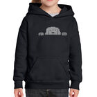 Sudadera Con Capucha Word Art Para Ni&ntilde;a - Perro Asom&aacute;ndose - Negro