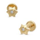 Broqueles De Estrella En Oro Amarillo 14k Con 3pts De Diamante (1.5mm Aprox)