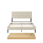 Zinus Piper | Cama Con Dise&ntilde;o En L&iacute;neas Matrimonial Color Beige