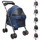 Carriola Para Mascotas Cochecito Para Perros Y Gatos Peque&ntilde;os - Medianos Ligera Y Plegable Con Freno Bandeja Portavasos - Azul