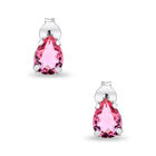 Aretes Plata 925 Con Piedras Rosas