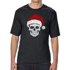 Camiseta Alta y Larga Word Art Para Hombre - Calavera de Santa - Negro