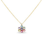 Dije Flor Plata Dorada 925 Con Piedras De Color