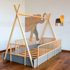 Cama Tipi Montessori de Madera con Barandales Removibles - Azul