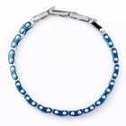 Pulsera De Acero En Color Azul Y Blanco Para Caballero Con Zirconias Negras