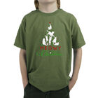 Camiseta Word Art Para Ni&ntilde;o - Meowy Christmas Tree - Verde Militar