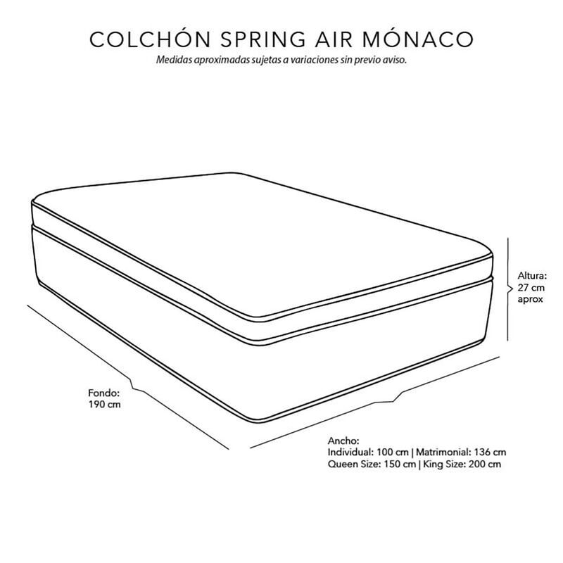 Colchón Individual Spring Air Mónaco+Sábanas Di... image number null