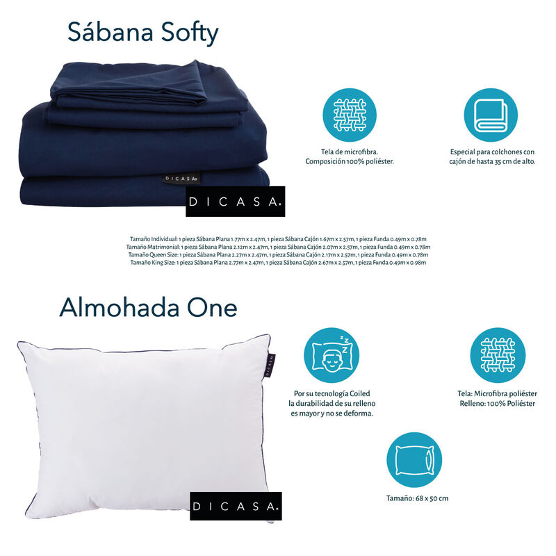 Colchón King Size Restonic Vail+Sábanas Softy+P... image number null