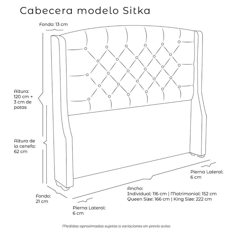 Cabecera Individual Dicasa Sitka Gris image number null