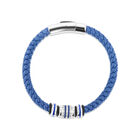 Pulsera De Acero Y Piel En Color Azul Para Caballero