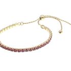 Pulsera De Plata Dorada Con Piedras Rosas