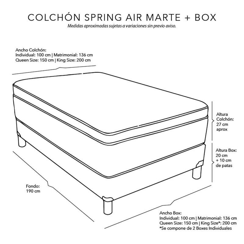 Colchón Matrimonial Spring Air Marte+Protector ... image number null