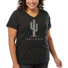 Camiseta De Talla Grande Cuello En V Word Art Para Mujer - Ciudades de Arizona- Gris