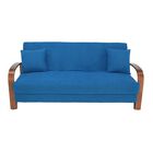 Sof&aacute; Cama Matrimonial Atlas Del Descanso Kick 650.5 Azul Con Brazos De Madera
