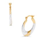 Arracadas De Oro Amarillo Y Blanco 14k (11 Mm Aprox)